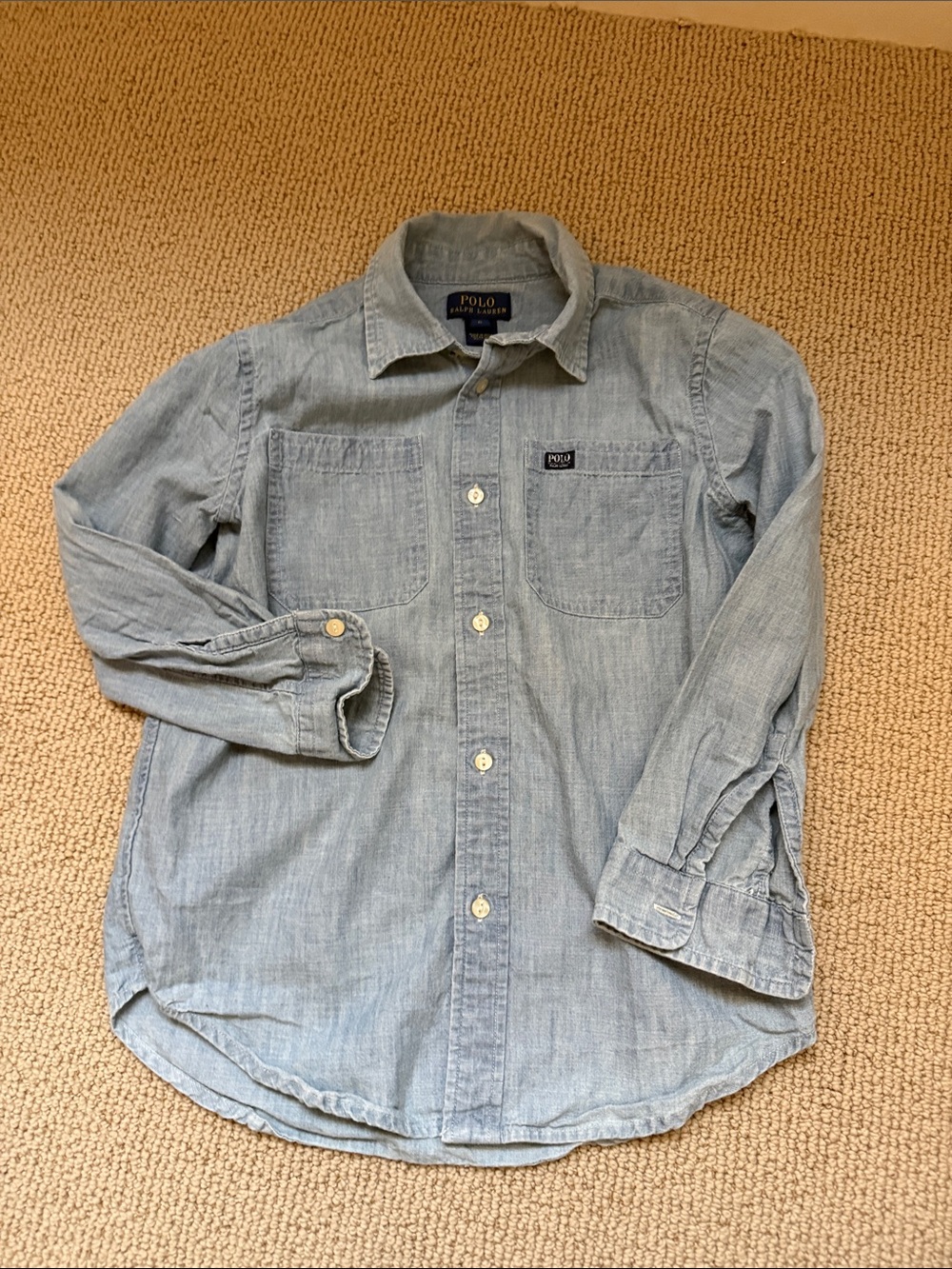 Polo by Ralph Lauren Boys Light Blue Denim Button-Front Shirt